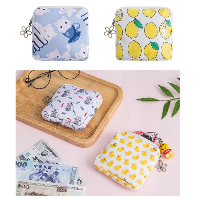 Girls Sanitary Napkin Storage Bag Tampon Storage Bag Cosmetic Earphone Organizer Canvas Coin Purse Credit Card Holder Organizer