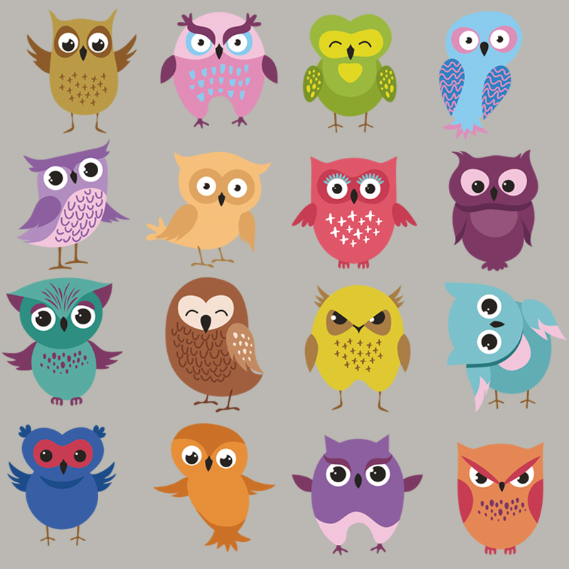 Small Owls Set Thermal Stickers Heat Transfer Vinyl Diy Appliqued Fashion Stickers On The Fabric Girl Boys T-Shirt Accessory
