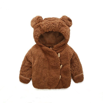 2018 Boys Girls Autumn Winter Plus Velvet Coat Baby Soft Thicken Hooded Warm Jacket Kids Fur Comfortable Cartoon Bear Top 0-24M