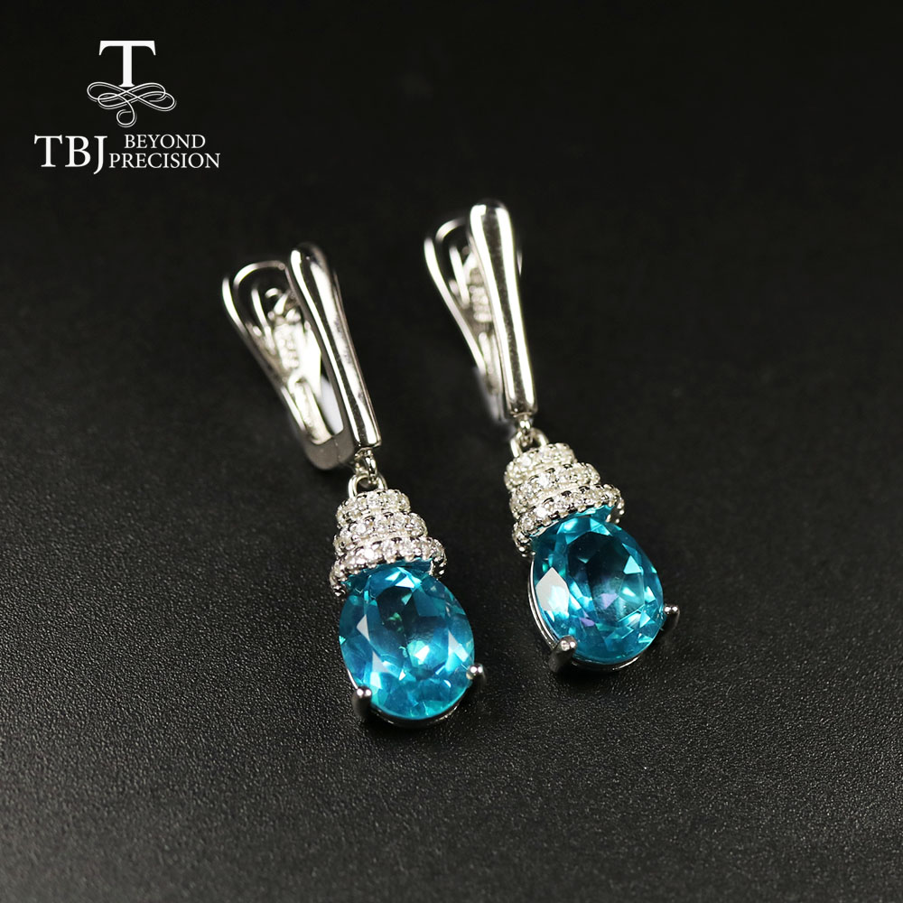 9.5ct natural Paraiba color topaz jewelry set brazil gemstone 925 sterling silver fine jewelry for women mom wife nice gift