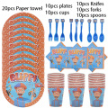 Blippi Disposable tableware set Paper Cups Plates napkins Straw Kids Happy Birthday Party Decoration baby shower Party Supplies