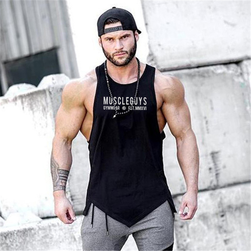 Muscle guys Brand Clothing Gyms Sleeveless Shirt Bodybuilding Tank Tops Men's Summer Fitness Vest Casual O-neck Men Tank Tops