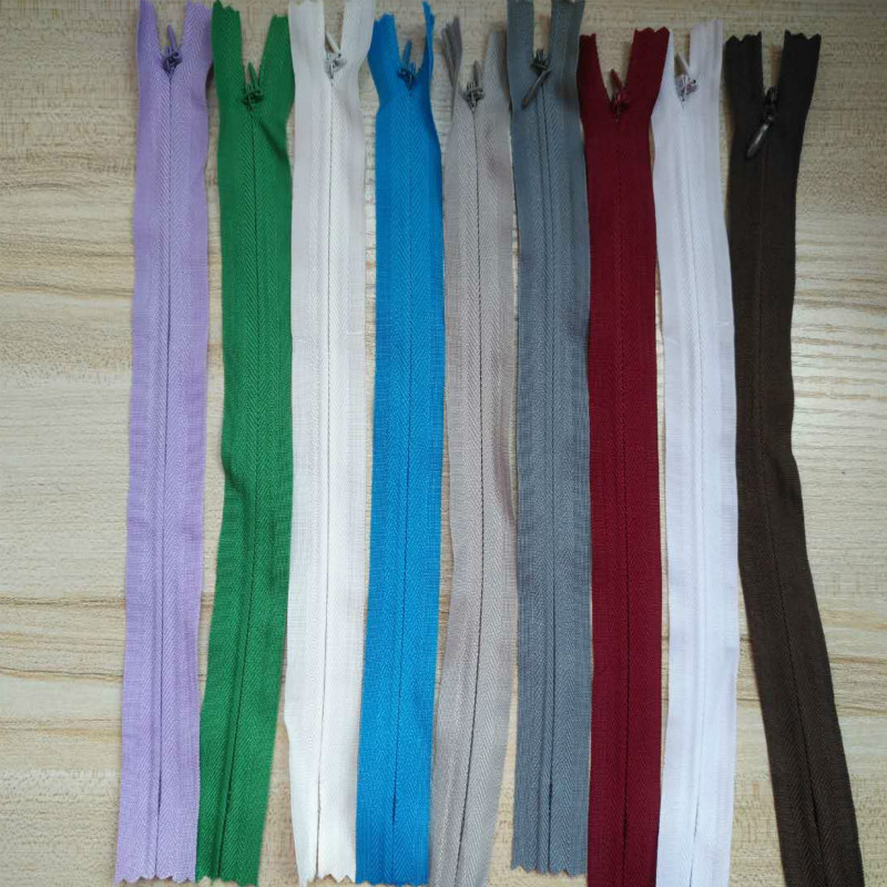 12 PCS/LOT Cheap Invisible Zipper 25cm 10 inch 3# CLOSE END FOR DRESS Bag Skirt Sewing Accessories