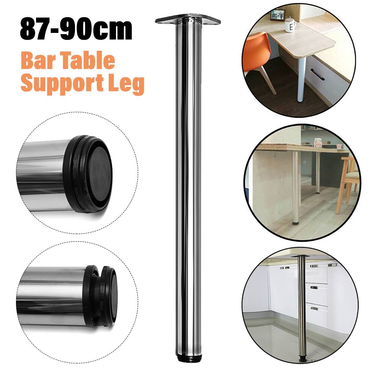 Adjustable 87-90cm Bar Table Support Leg Breakfast Bar Worktop Leg Stainless Steel Furniture Support Extender Furniture Parts