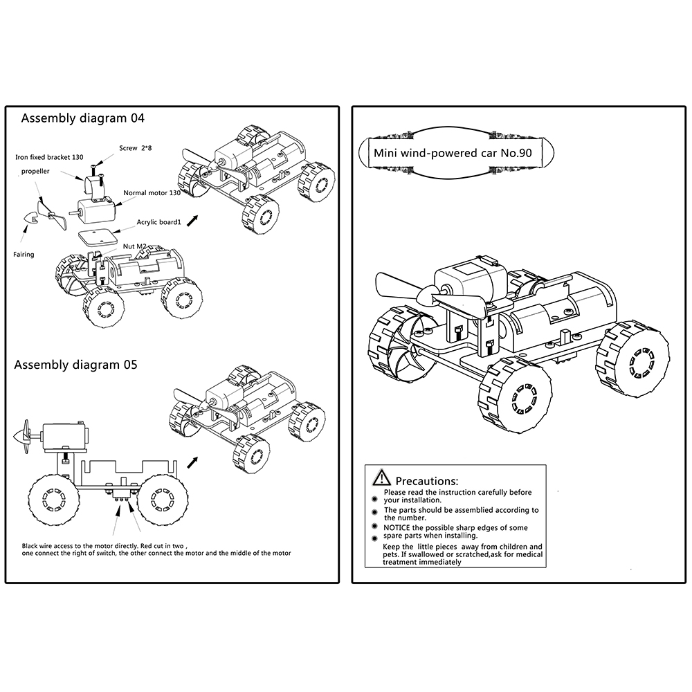 Wind Power Car DIY Electronic Kit Technology Science Toys Baby Child Educational DIY Wind-powered Intellectual Auto Motor Robot