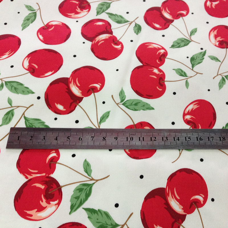 140X50cm Cotton Fabrics Per Meter Cherry Printed Cotton Fabric for Sewing Patchwork Accessories DIY Girl Clothing Dress Material