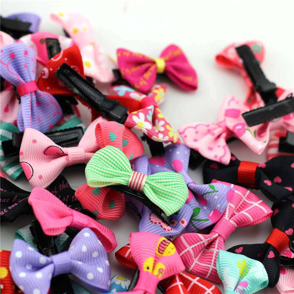 10pcs Baby Hair clip Little Ribbon Hair bows Mini small Printed Bow clips for Girls hair accessories Bebes grosgrain Hairpins