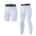 2pcs Men's Leggings High Elastic Compression Pants Jogging Sweatpants Running Training Tights Pants Fitness Sport Shorts Dry Fit
