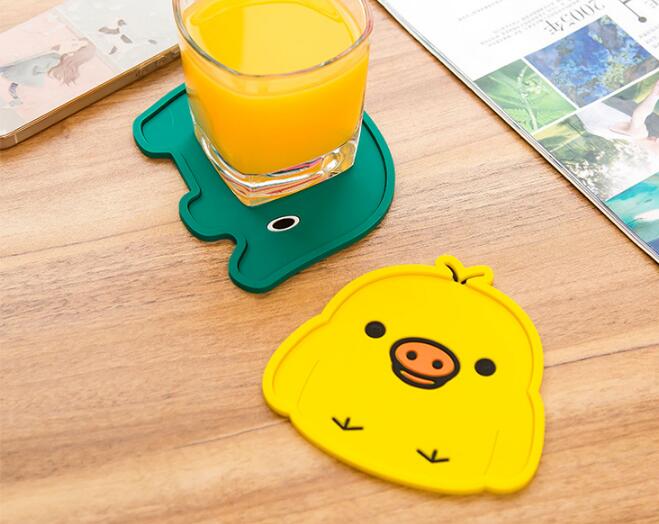 1PC Silicone Insulation Pad Cartoon Felt Antiskid Mat Cup Table Mat Bowl Cup Pads Mat Drink Coaster Placemat NX 024