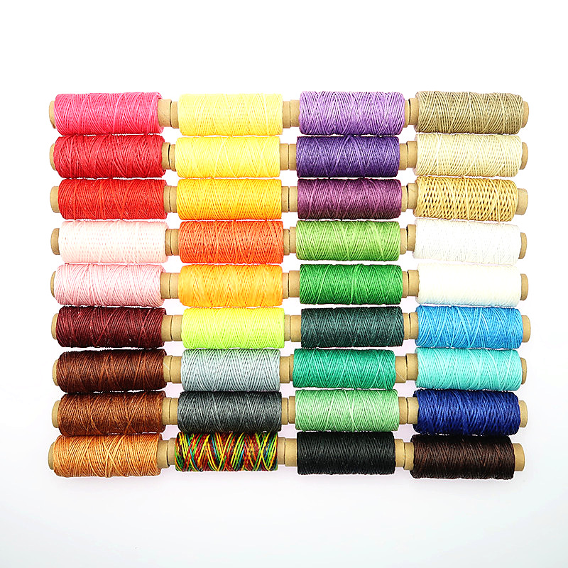 36pcs/set 50m 150D Woven 1mm Flat Wax Thread for DIY Leather Hand-Stitching Sewing Craft Leather DIY Material Sewing Thread Set