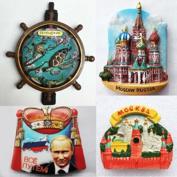 Russia Moscow 3D Fridge Magnet Decoration Red Square Nha Tho Duc BA Turtle Rudder Tourist Souvenirs Putin Magnetic Stickers Gift