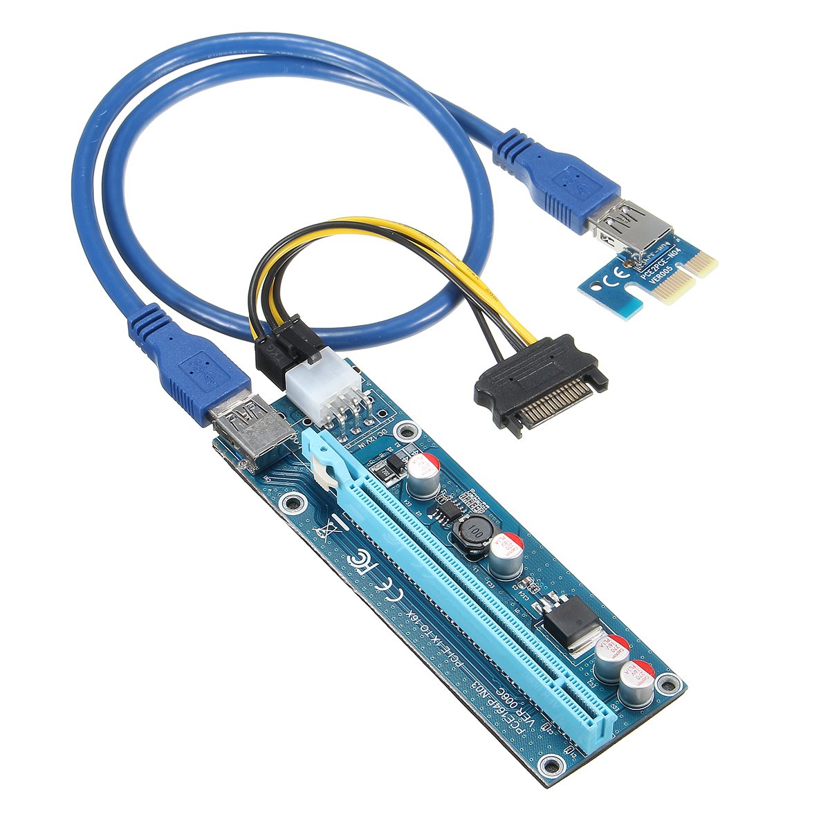 PCI-E Riser PCI E Express 1X to 16X Riser Card 60CM USB 3.0 PCI-E SATA to 6Pin Power Cable for BTC Bitcoin Mining Antminer Miner