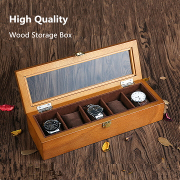 YA 5 Slots Wood Watch Boxes Case New European Coffee Watch Organizer Mechanical Watch Wooden Jewelry Gift Display Holder