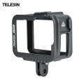 TELESIN Aluminum Alloy Vlog Camera Cage with Double Cold Shoes Mount Replacement for GoPro 9 Camera Photography Accessories