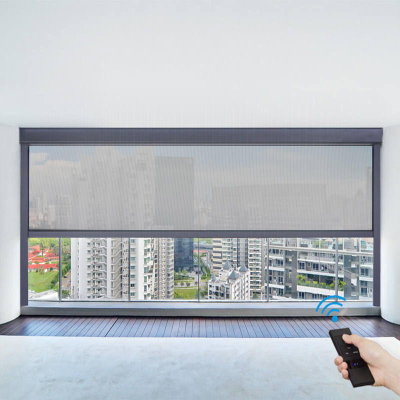 Automatic Motorized Roller Blinds Windproof Shutter Anti-UV Wind Resistance For Office Bedroom Living Room Customized