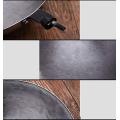 Chinese Hand Forged Wok Pan, Traditional Hand Hammered Carbon Steel Pow Wok with Bamboo Handle and Steel Helper Handle Non-stick