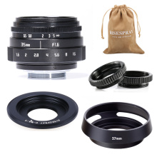 Mini 35mm f/1.6 APS-C CCTV Lens+adapter ring+2 Macro Ring+lens hood for P anasonic/O lympus Micro4/3 M4/3 Mirroless Camera