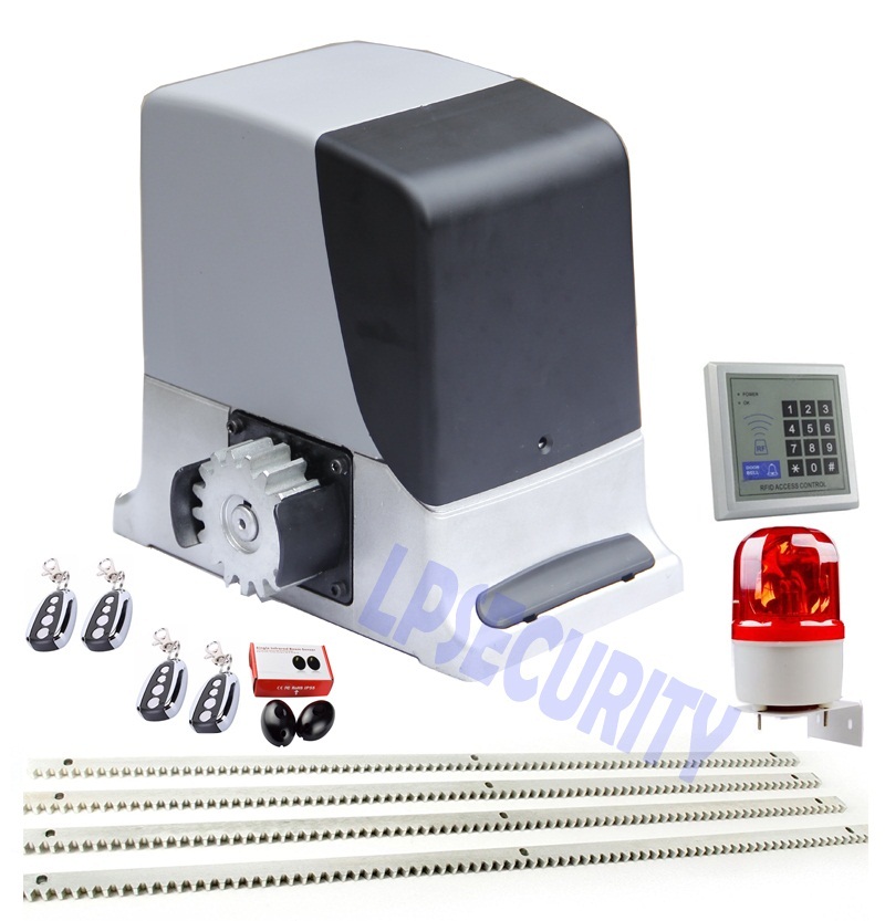 LPSECURITY 230V/120V complete kit GSM electrical automatic sliding gate motor operator 600kg with 4m 5m racks