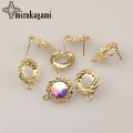 Golden Zinc Alloy Stud Earrings Round Flowers Base Earrings Connectors 20mm 6pcs/lot For DIY Earrings Jewelry Accessories