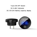 DC 5V-48V LED Panel Digital Voltage Meter Car Motorcycle Battery Capacity Display Voltmeter with Touch ON/OFF Switch U4LB