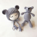New Cute Newborn Baby Knit Crochet Bear Hat+Bear Toy Photography Props Costume Girls Boys Warm Cap Toys