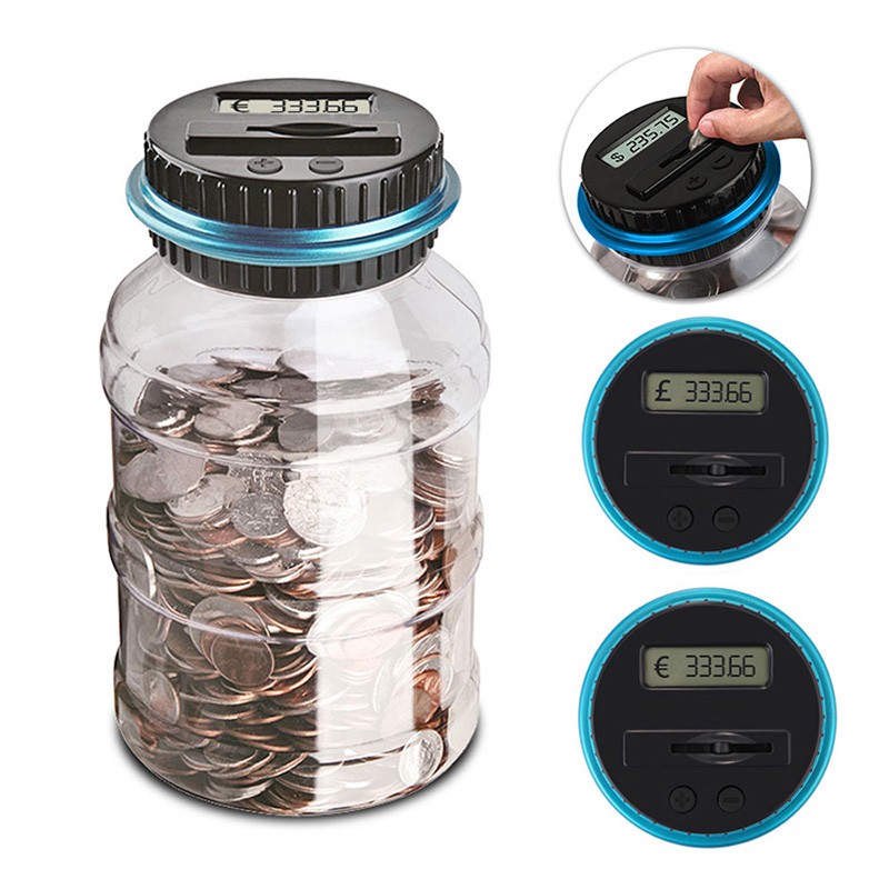 2.5L Piggy Bank Counter Coin Electronic Digital LCD Counting Coin Saving Money Box Jar Coins Storage Box for USD EURO GBP Money