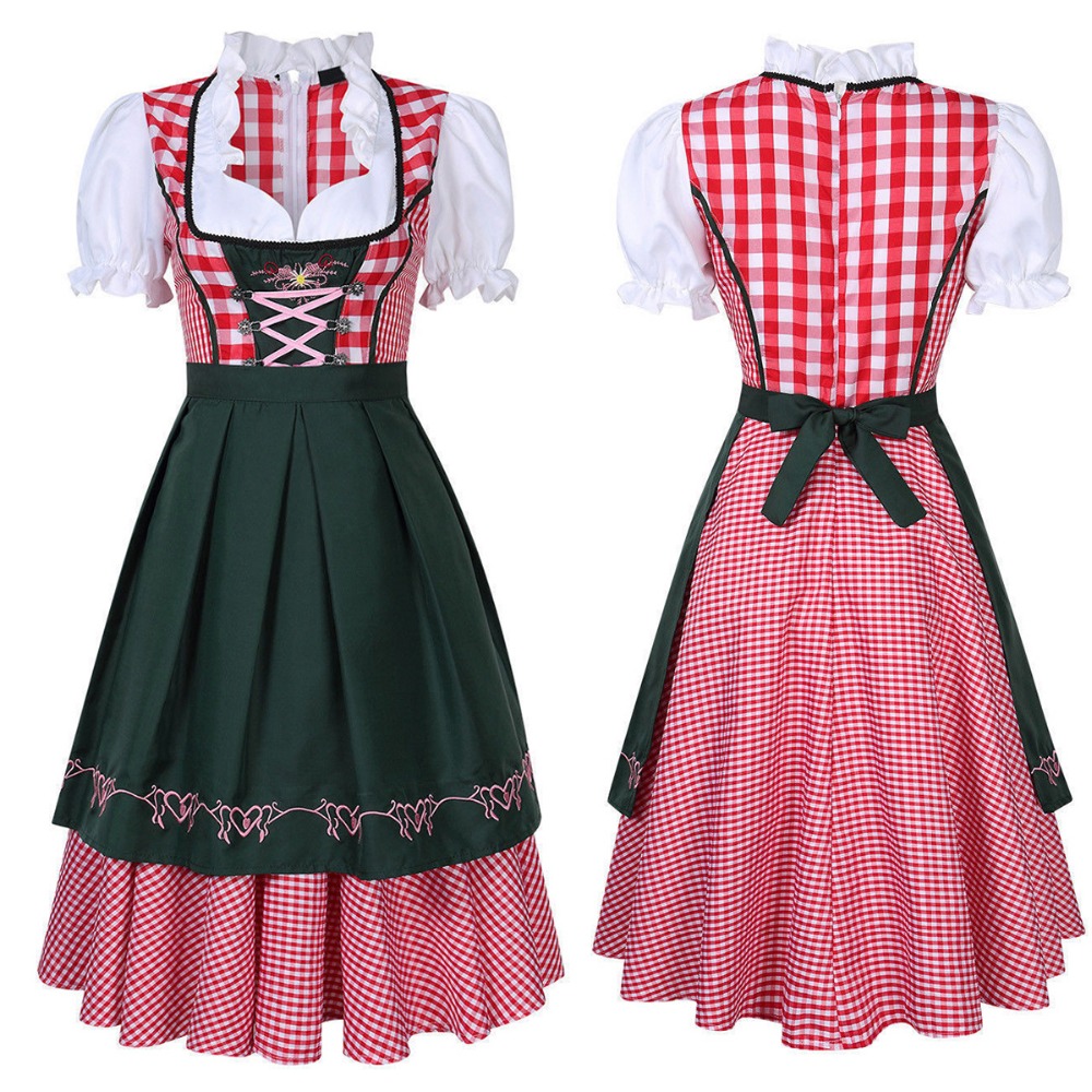 Dirndl Dress German Oktoberfest Bavarian Beer Wench Costume Maid Outfit Fancy