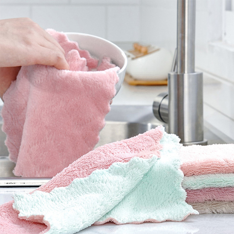 1PC Rag Cleaning Cloth For Washing Dishs Kitchen Supplies Kitchen Double Side Absorbent Dishcloth Special Soft Kitchen Tool