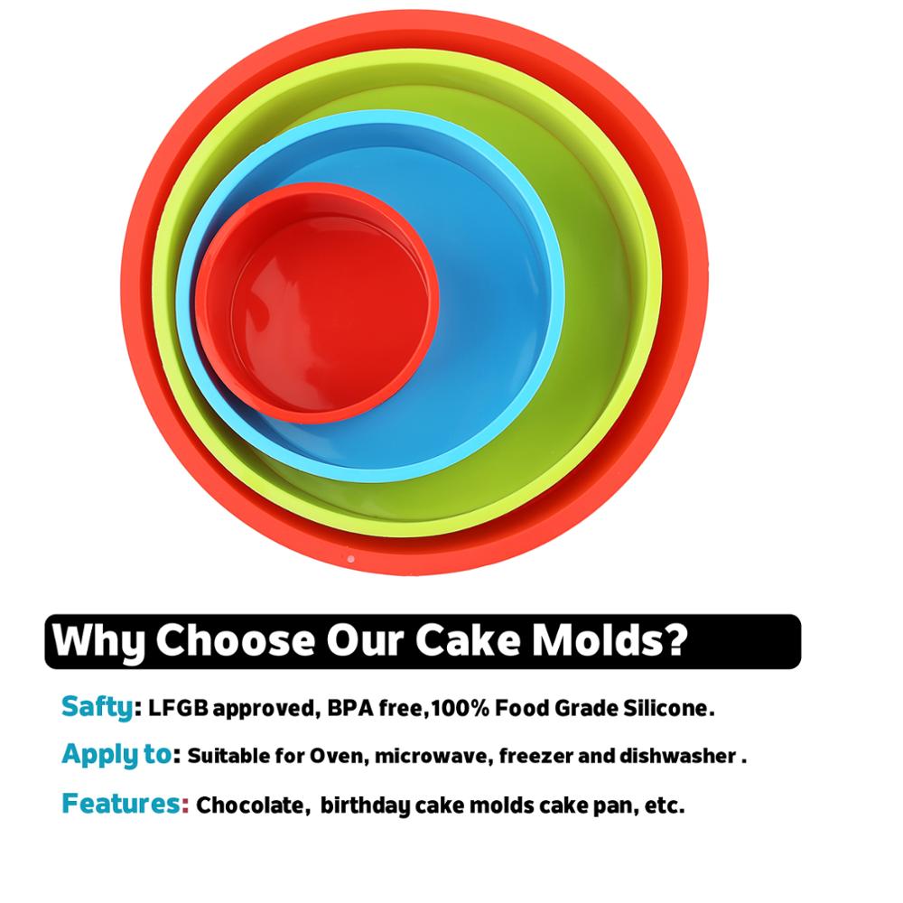 Silicone Cake Round Shape Mold Kitchen Bakeware DIY Desserts Baking Mold Mousse Cake Moulds Baking Pan Tools color random 4-10in