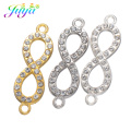 Wholesale 20pieces/lot Cz Rhinestones Gold/Silver Color Infinity Charm Connectors Accessories For DIY Jewelry Making