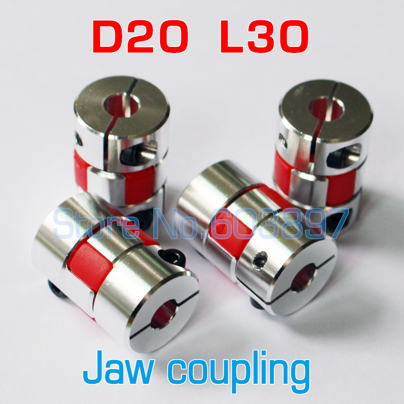 Flexible plum clamp coupler D20 L30 shaft size CNC Jaw shaft coupling 4/5/6/6.35/7/8/10mm 5mm 8mm