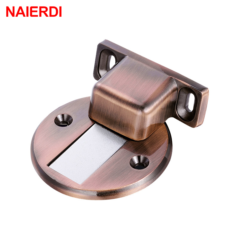 NAIERDI Door Holder Catch Zinc Alloy Casting Floor-Mounted Magnetic Door Stopper Door Stops Floor Suction For Furniture Hardware