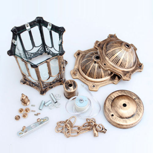 Outdoor Bronze Lantern Ceiling Pendant Lighting Garden Exterior Lamp Fixture