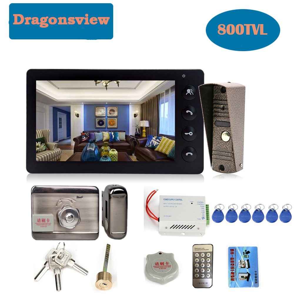Dragonsvie Video Intercom With Lock 7 Inch Waterproof Doorbell Camera Video Door Phone Door Access Control System Unlock Night