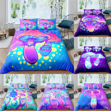 Bedding Set 2/3Pcs Comforter Bedding Set Colorful Shiitake Mushrooms Bed Set Duvet Cover and Pillowcase For Home textiles