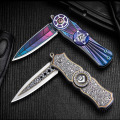 Multifunctional high hardness fingertip gyro folding knife mini outdoor self-defense army knife creative color fruit knife