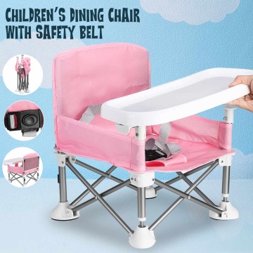 foldable portable baby dining chair with plate safety harness kid beach chair camping child cozy feeding sofa seat chair outdoor