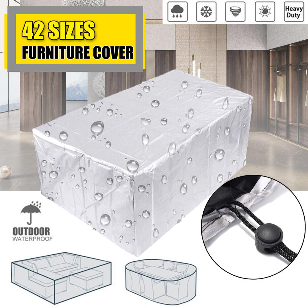42Sizes Waterproof Outdoor Patio Garden Furniture Covers Rain Snow Chair covers for Sofa Table Chair Dust Proof Cover Silver