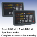 2 Sets Lathe Mill DRO Kit 2 axis digital readout+ 3axis digital readout with 5 pcs linear scale for EDM Lathe Milling Machine