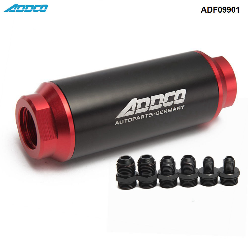 40 Micron BLACK FUEL FILTER INLINE -6AN -8AN -10 AN UNIVERSAL HIGH FLOW TURBO ADF09901