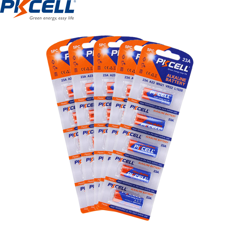 100PC/20pack PKCELL 12V 23A Alkaline 23A E 21/23 A23 23G A MN21 Battery Primary Batteries for doorbell alarm car remote control