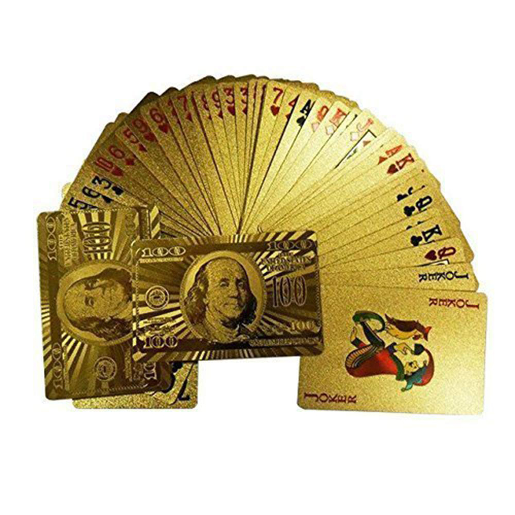 54Pcs/Set Waterproof Luxury Golden Foil Poker Table Game Magic Playing Card Waterproof Card Gift Collection Gambling Board Game