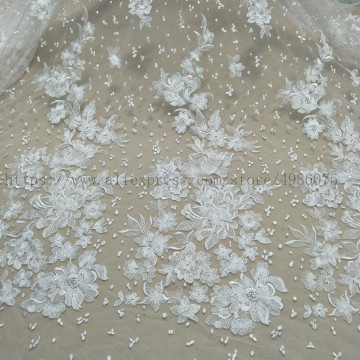 Fashionable bridal flower dress lace fabric 130cm width wedding bridal dress lace fabric worldwide shipping sell by yard