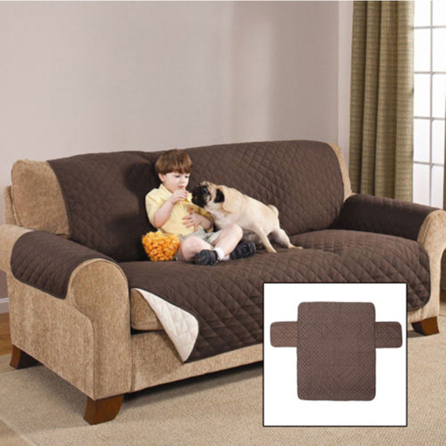 Reversible Quilted Waterproof Sofa Slip Cover, Furniture Pet Protector Throw Sofa Protector Cover for home diy tools parts