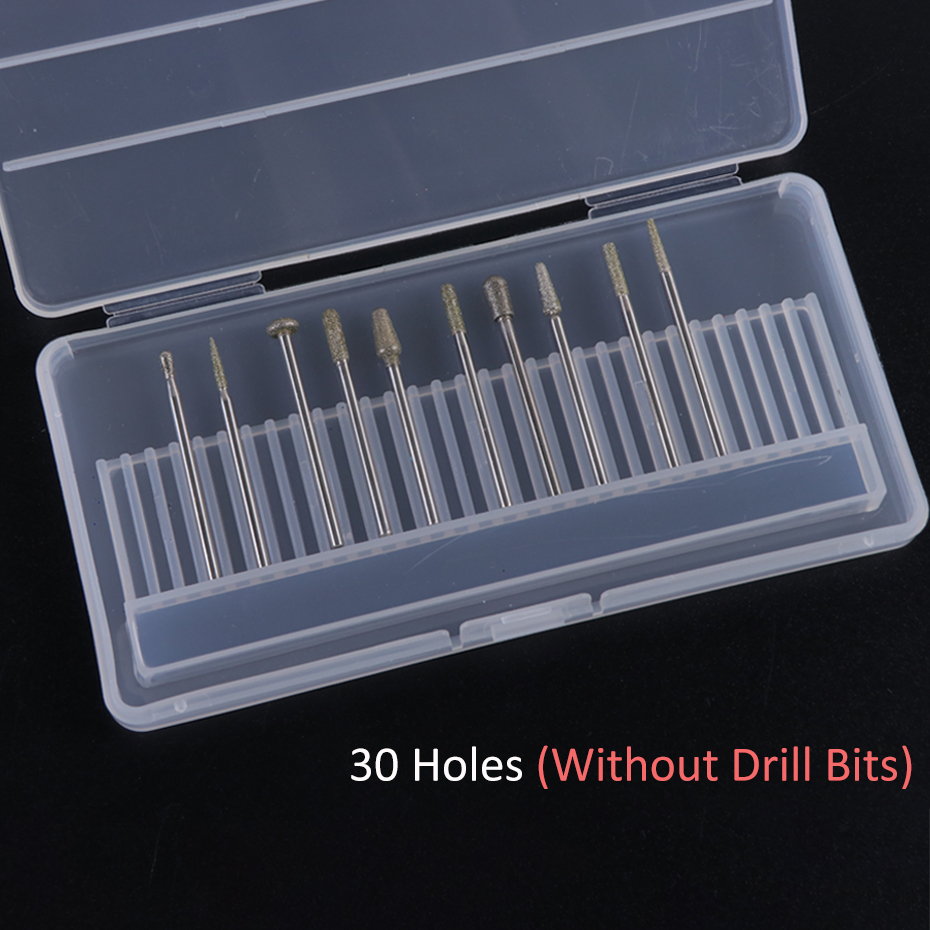 30 Holes Plastic Nail Drill Bit Storage Box Empty Stand Holder For Milling Cutter Display Container Case Manicure Tools SAB5-1