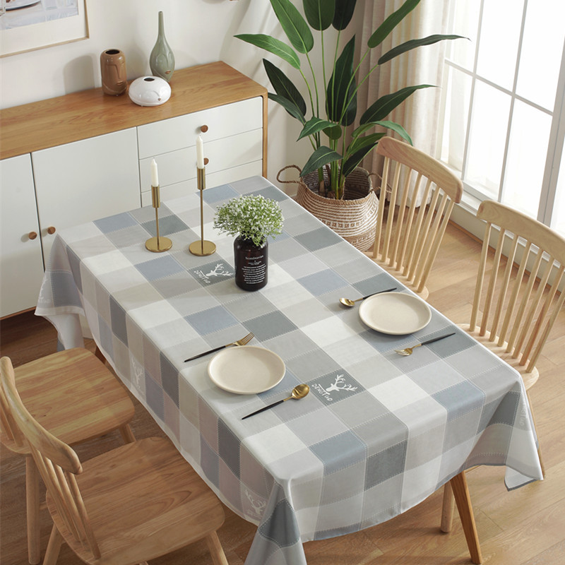Proud Rose Tablecloth Waterproof Gray Grid Printed Tablecloth Cover Towel Table Cloth Rectangular Home Dining Table Cover Cloth