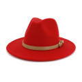 QBHAT Fashion Ladies Belt Buckle Decor Jazz Formal Hat Wool Felt Fedora Trilby Hats Women Flat Brim Carnival Fascinator Cap