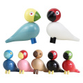 Nordic Denmark Wooden Bird Figurines Wood Carving Puppet Colorful Painted Sculpture Figure Animal Ornaments for Home Decoration