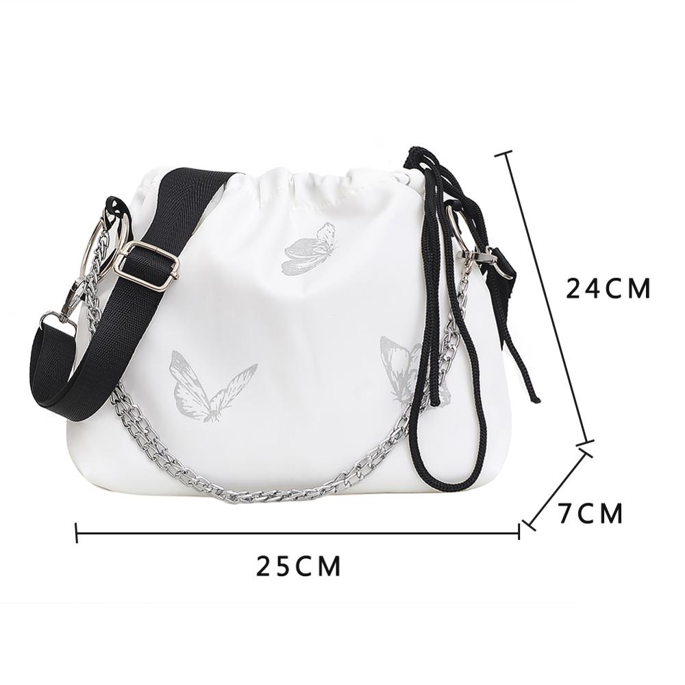 Fashion Luminous Butterfly Messenger Bag Women Drawstring Chain Shoulder Pouch Nylon Casual Lady Handbag