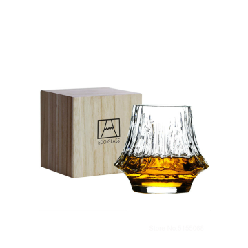 Japan Fuji Mountain Irregular Old Fashioned Whiskey Glass Volcanic Wine Cup Artwork Present Box Whisky Tumbler Brandy Snifter